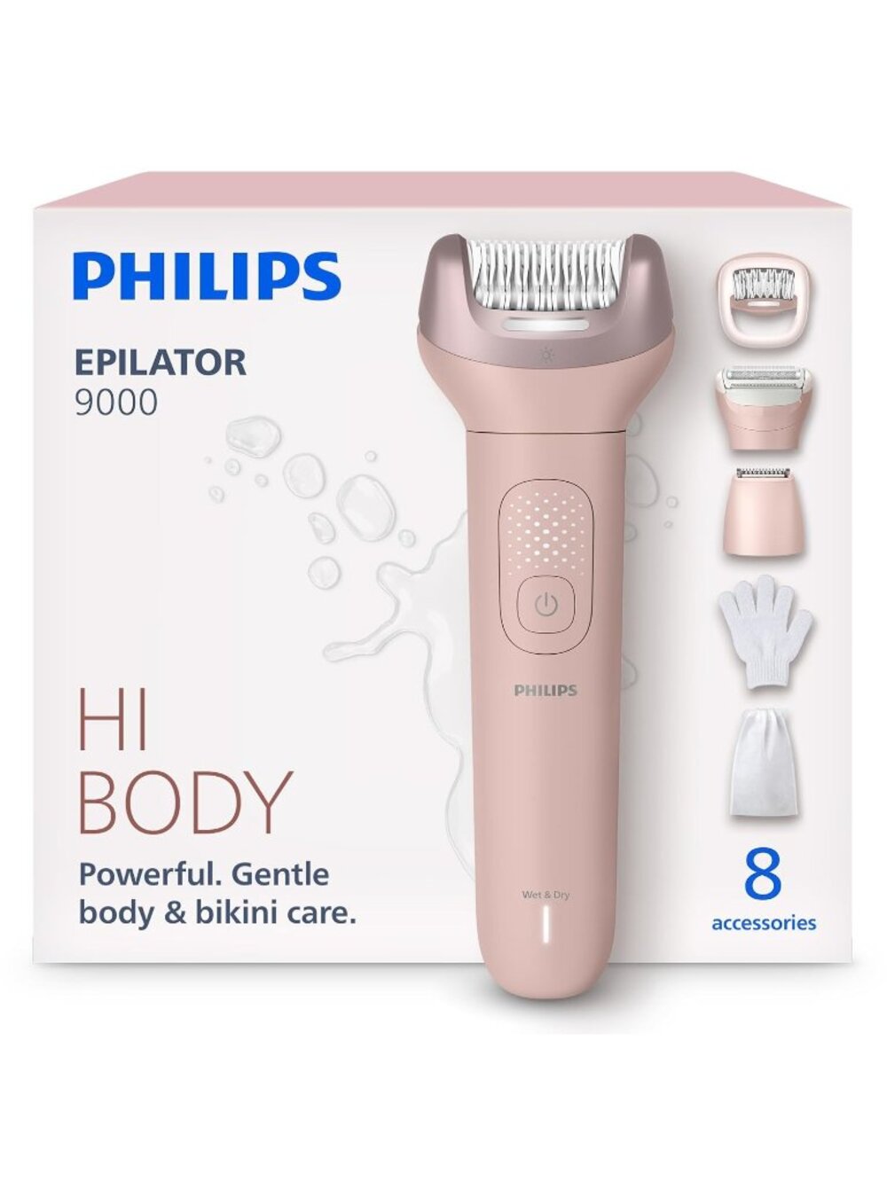 Philips Series 9000 Epilator BRE717/00 – Cordless Wet/Dry, 8 Accessories